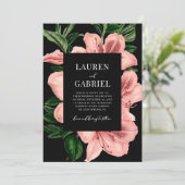 Romantische Blush Roze Donker  Bloemen Bruiloft Kaart (Staand voorkant)