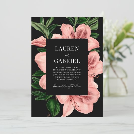 Romantische Blush Roze Donker  Bloemen Bruiloft Kaart (Staand voorkant)