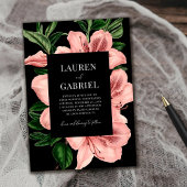 Romantische Blush Roze Donker  Bloemen Bruiloft Kaart