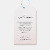 Romantische Blush Roze Elegant Bruiloft Welkom Cadeaulabel (Voorkant)