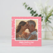 Romantische Blush Roze en Wit Hart Foto Feestdagenkaart (Staand voorkant)