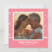 Romantische Blush Roze en Wit Hart Foto Feestdagenkaart (Voorkant)