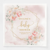 Romantische blush roze floral baby shower servette servet (Voorkant)