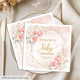 Romantische blush roze floral baby shower servette servet