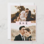 Romantische Blush Roze Fotobruiloft Kaart (Achterkant)