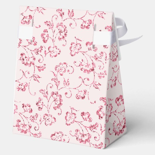 Romantische Blush Roze Glitter Bloemen Bruiloft Bedankdoosjes (Achterkant)