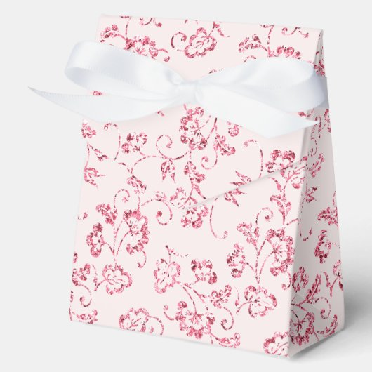 Romantische Blush Roze Glitter Bloemen Bruiloft Bedankdoosjes (Voorkant)