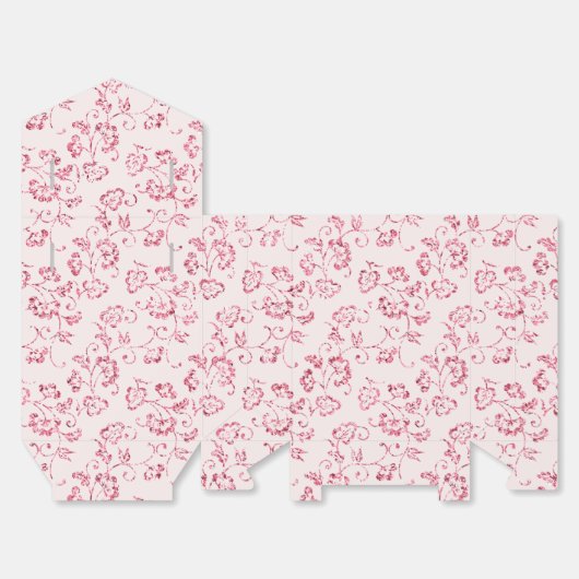 Romantische Blush Roze Glitter Bloemen Bruiloft Bedankdoosjes (Ongevouwen)