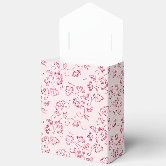 Romantische Blush Roze Glitter Bloemen Bruiloft Bedankdoosjes (Open)