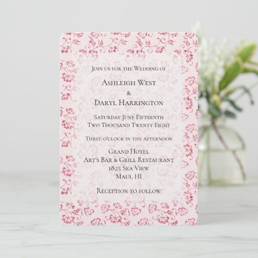 Romantische Blush Roze Glitters Bloemige Bruiloft Kaart (Staand voorkant)