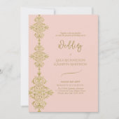 Romantische Blush Roze Goud Bruiloft Kaart (Voorkant)