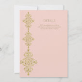 Romantische Blush Roze Goud Bruiloft Kaart (Achterkant)