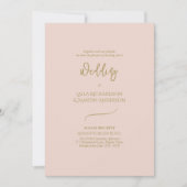 Romantische Blush Roze Goud Eenvoudige Bruiloft Kaart (Voorkant)
