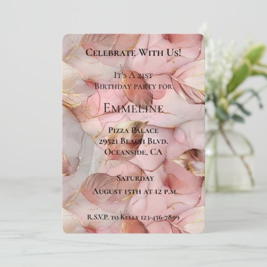 Romantische Blush Roze Goud Verjaardag Kaart (Staand voorkant)