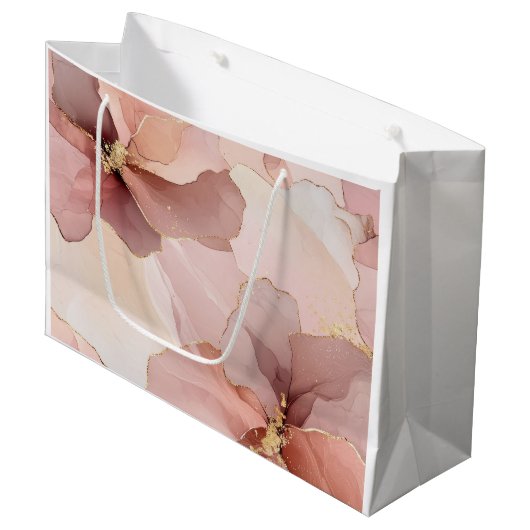 Romantische Blush Roze Gouden Bloem Bruids Bruilof Groot Cadeauzakje (Voorkant Gekanteld)