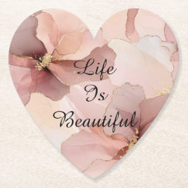 Romantische Blush Roze Gouden Bloem Bruiloft Kartonnen Onderzetters