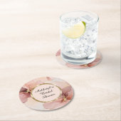 Romantische Blush Roze Gouden Bloem Bruiloft Ronde Kartonnen Onderzetter (Insitu)