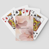 Romantische Blush Roze Gouden Bloem Pokerkaarten (Achterkant)