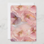 Romantische Blush Roze Gouden Glitz Bloemen Verjaa Kaart (Achterkant)