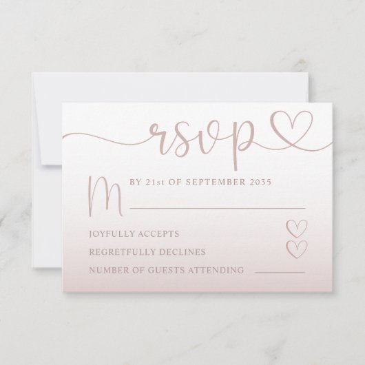 Romantische Blush Roze Gradient Wedding RSVP (Voorkant)