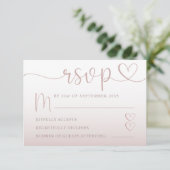 Romantische Blush Roze Gradient Wedding RSVP Kaartje (Staand voorkant)