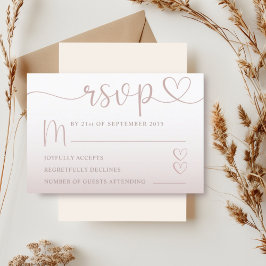 Romantische Blush Roze Gradient Wedding RSVP Kaartje