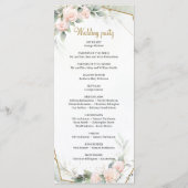 Romantische Blush Roze groen bladeren gouden Lijst Programmakaart (Achterkant)