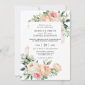 Romantische Blush Roze Pioenen Bloemen Land Bruilo Kaart (Voorkant)