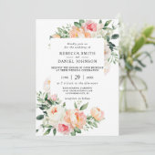 Romantische Blush Roze Pioenen Bloemen Land Bruilo Kaart (Staand voorkant)