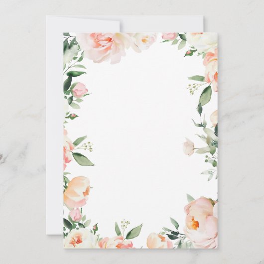 Romantische Blush Roze Pioenen Bloemen Land Bruilo Kaart (Achterkant)
