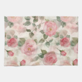 Romantische Blush Roze Rozen Bloemig Theedoek (Horizontaal)