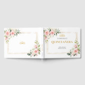 Romantische Blush roze rozen gouden tiara Quincean Gastenboek (Volledig)