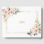 Romantische Blush roze rozen gouden tiara Quincean Gastenboek (Achterkant)