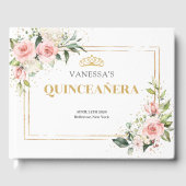 Romantische Blush roze rozen gouden tiara Quincean Gastenboek (Voorkant)