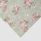Romantische Blush Roze Rozen - Sage Groene Achterg Tissuepapier (Detail)