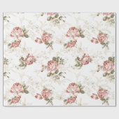 Romantische Blush Roze Rozen - Witte Achtergrond Cadeaupapier (Vlak)