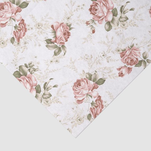 Romantische Blush Roze Rozen - Witte Achtergrond Tissuepapier (Detail)