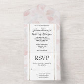 Romantische Blush Roze Rozenblaadjes Bloemen Huwel All In One Uitnodiging (Binnen)