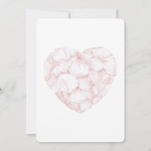 Romantische Blush Roze Rozenblaadjes Hart Huwelijk Kaart (Achterkant)