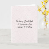 Romantische Blush Roze Witte Chic Harten Bruiloft Kaart (Gele Bloem)