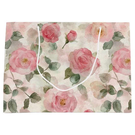 Romantische Blush Rozen Bloemen Huwelijk Groot Cadeauzakje (Voorkant)