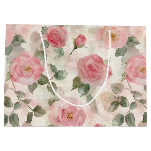 Romantische Blush Rozen Bloemen Huwelijk Groot Cadeauzakje (Achterkant)