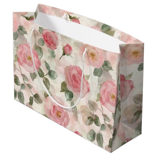 Romantische Blush Rozen Bloemen Huwelijk Groot Cadeauzakje (Achterkant Gekanteld)