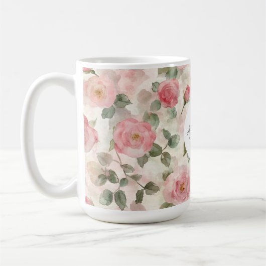 Romantische Blush Rozen Bloemen Koffiemok (Links)
