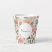 Romantische Blush Rozen Bloemen Latte Mok (Voorkant)