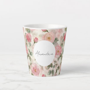 Romantische Blush Rozen Bloemen Latte Mok