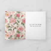 Romantische Blush Rozen Bloemen Voor Eeuwige Liefd Kaart (Binnen)