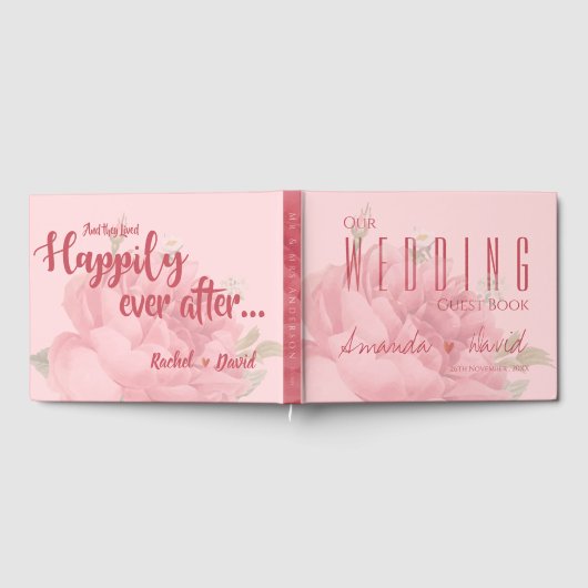 Romantische Blush Rozen bruiloft Gastenboek (Volledig)