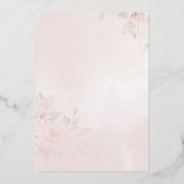 Romantische Blush Rozen Tuin 1 met Roos Gold Folie Uitnodiging (Achterkant)