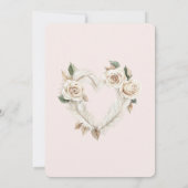 Romantische Blush Rozen Veren Bloemhart Bruiloft Kaart (Achterkant)
